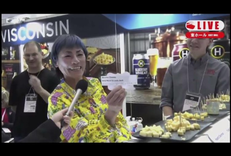A Japanese interview promoting Wisconsin artisanal cheese on the final day of FoodEx.